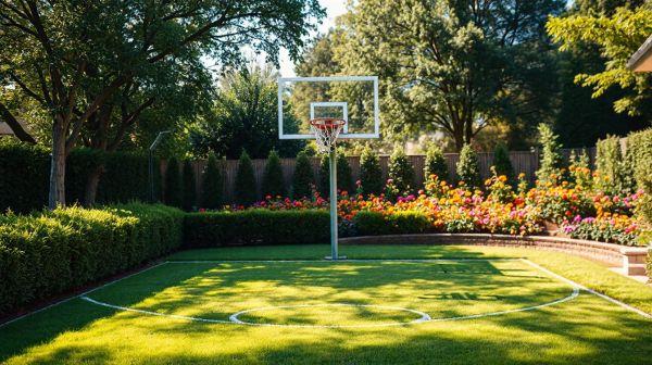 10 idées inspirantes pour un jardin avec un court de basket